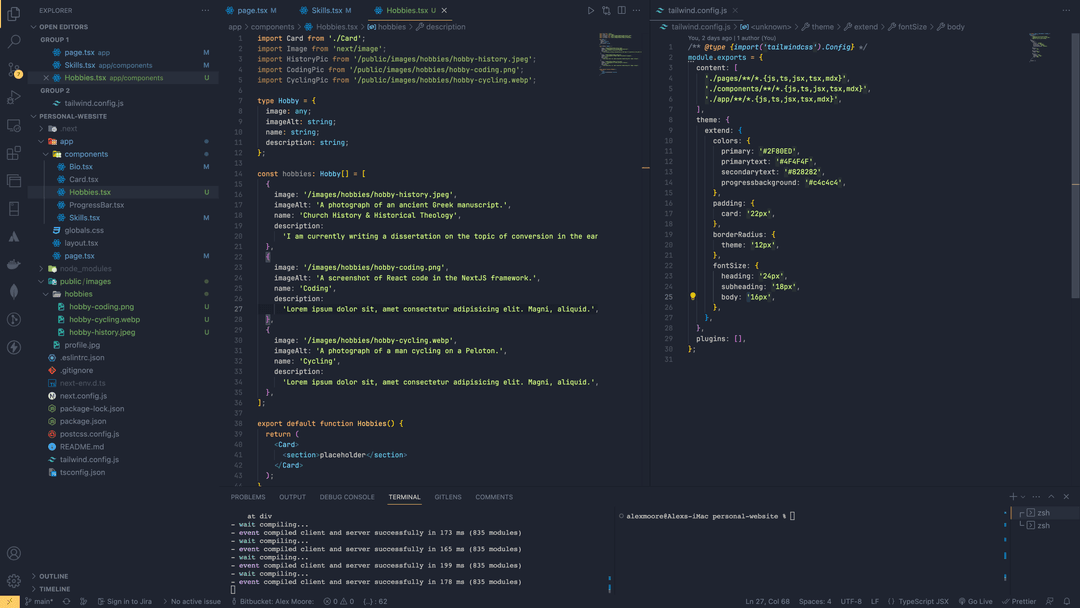 A screenshot of React code in the NextJS framework.